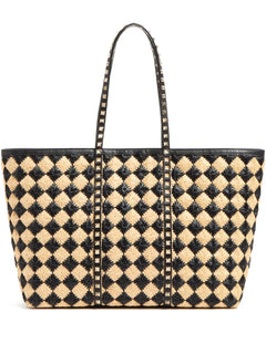 Rockstud embroidered tote bag
