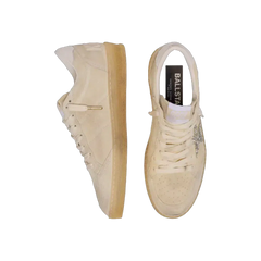 Golden Goose Ball Star In Pearl Suede With Silver Glitter Star