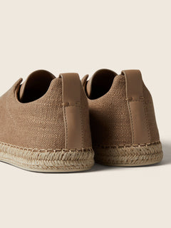 Zegna Beige Linen Blend And Leather Triple Stitch Espadrilles