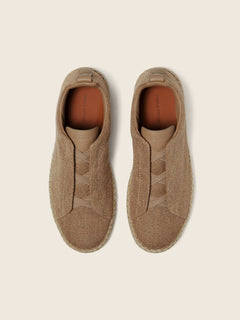 Zegna Beige Linen Blend And Leather Triple Stitch Espadrilles