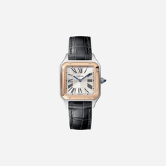 Cartier Santos Dumont Silver Dial Black Leather Strap Watch - W2SA0038