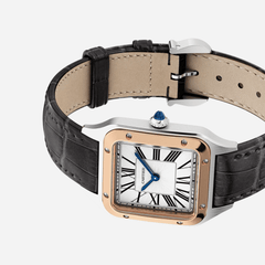 Cartier Santos Dumont Silver Dial Black Leather Strap Watch - W2SA0038