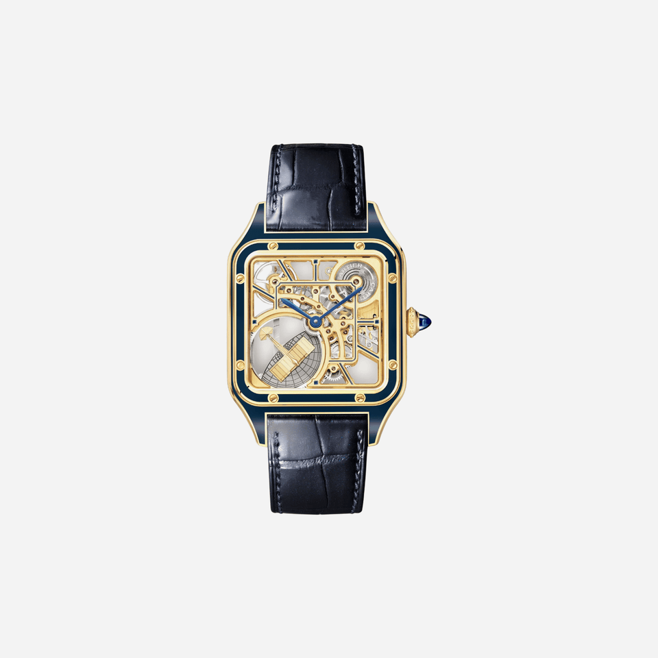 Cartier Santos Dumont Skeleton Dial Watch Equipped With A Micro-rotor Leather Strap Watch - WHSA0031