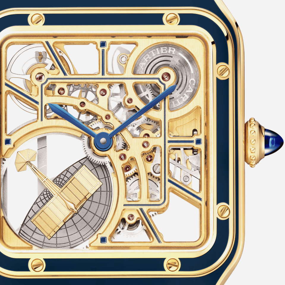 Cartier Santos Dumont Skeleton Dial Watch Equipped With A Micro-rotor Leather Strap Watch - WHSA0031