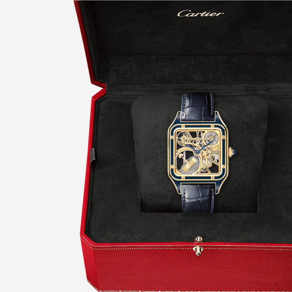 Cartier Santos Dumont Skeleton Dial Watch Equipped With A Micro-rotor Leather Strap Watch - WHSA0031