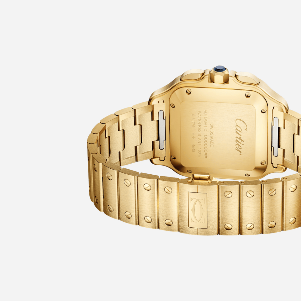 Cartier Santos De Cartier Silver Dial Yellow Gold Strap Watch - WGSA0110