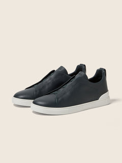 Zegna Dark Green Triple Stitch Secondskin Sneakers