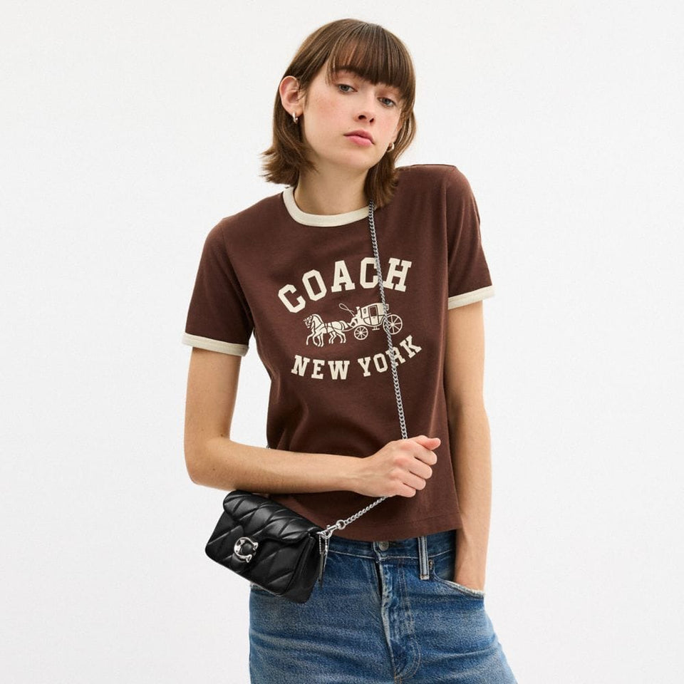 Coach Tabby Chain Crossbody Bag 19 With Quilting Silver Black