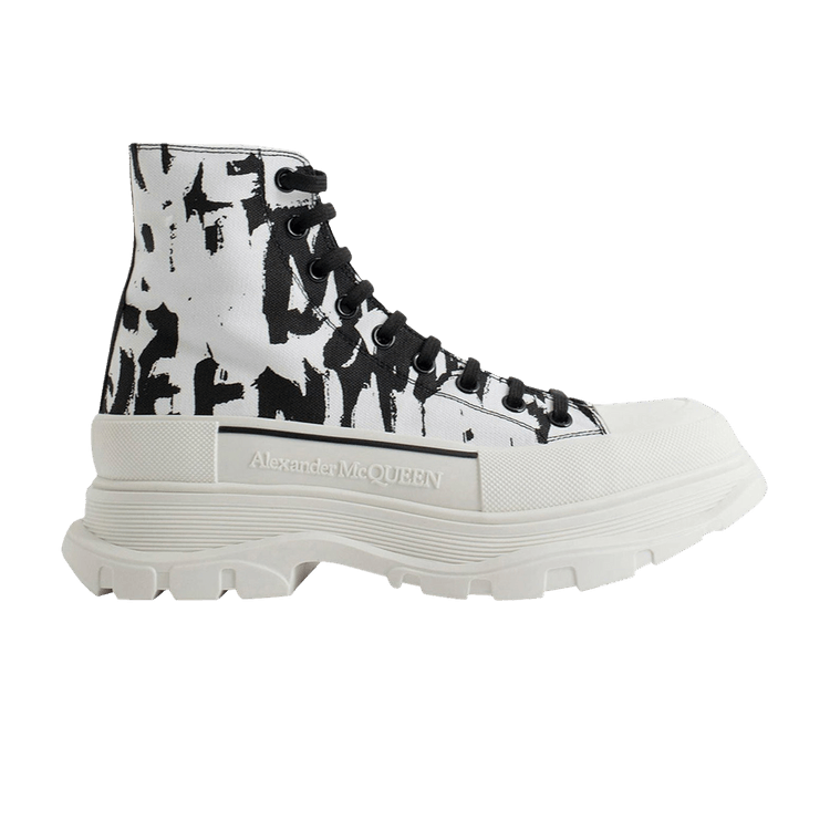 Alexander McQueen Tread Slick Boot Graffiti Logo - Black