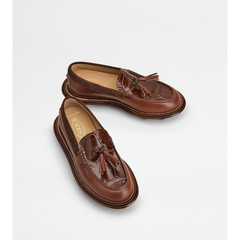 Tods Loafers In Leather Brown Womens