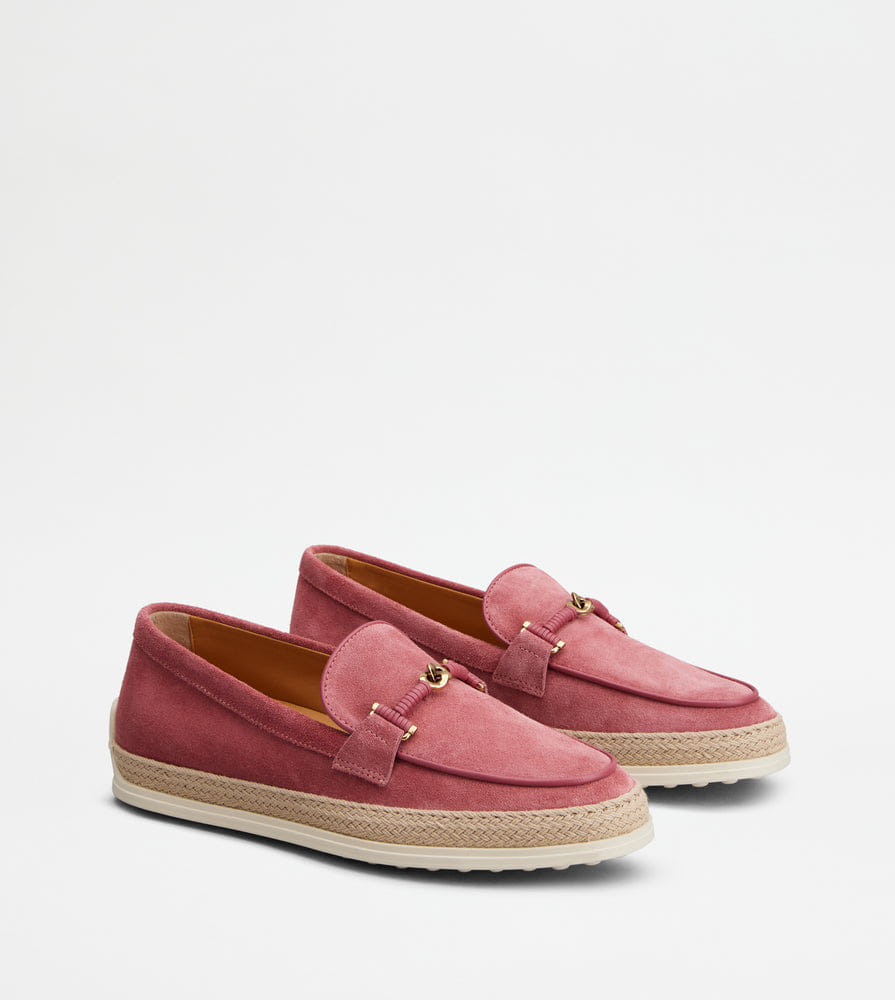 Tods Loafers In Suede Pink Womens