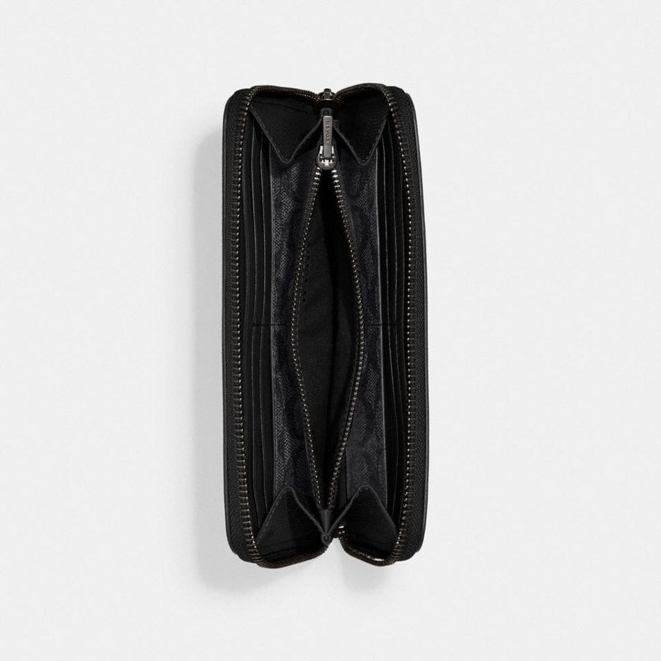 Coach Accordion Wallet With Signature Canvas Interior Black