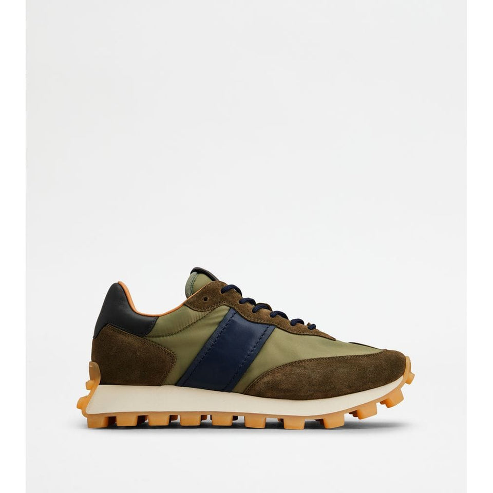 Sneakers Tods 1T In Suede And Fabric Green Brown Blue Mens