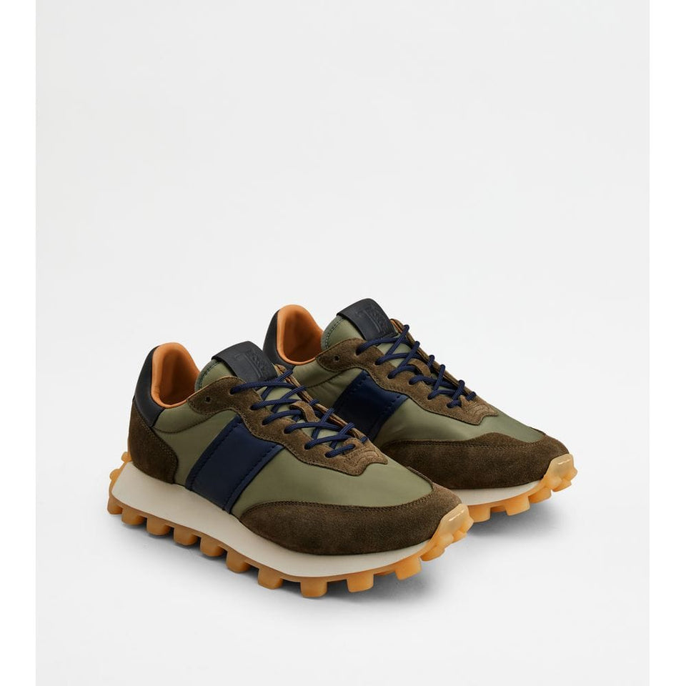 Sneakers Tods 1T In Suede And Fabric Green Brown Blue Mens