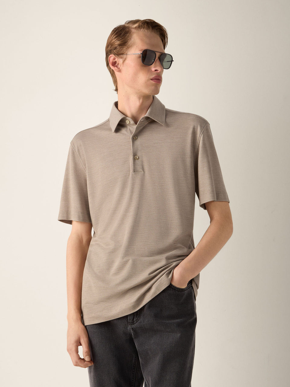 Zegna Light Taupe Vellus Aureum Polo Shirt
