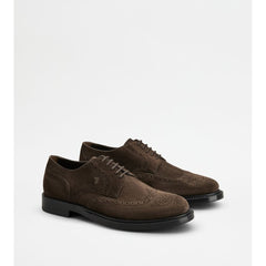 Tods Lace-Ups In Suede Brown Mens