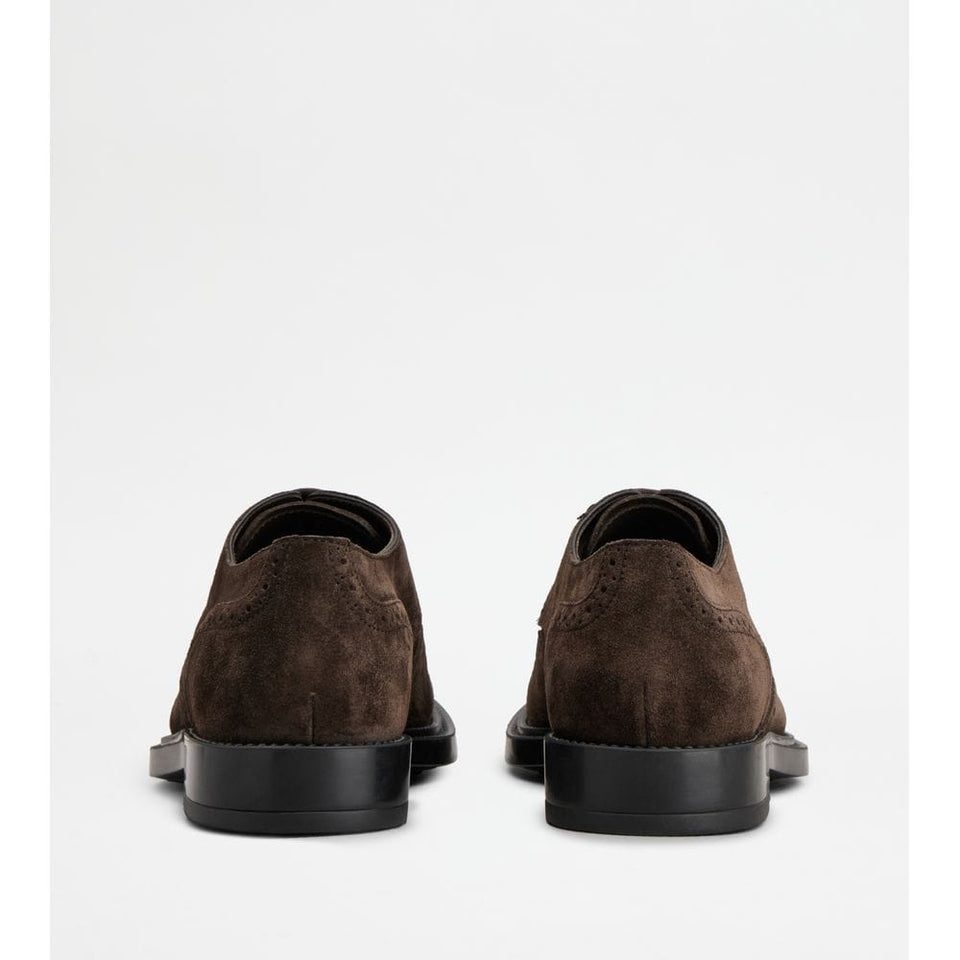 Tods Lace-Ups In Suede Brown Mens