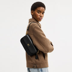 Coach Brook Flap Chain Bag Brass Black