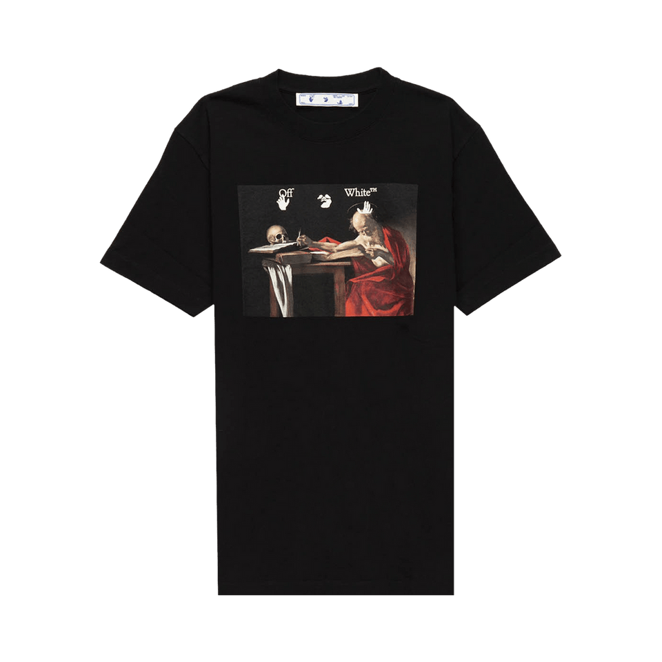 Off-White Caravaggio Shorts-Sleeve Slim T-Shirt Black/Red