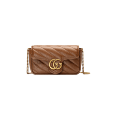 Gucci GG Marmont Matelassé Super Mini Bag Brown