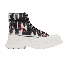 Alexander McQueen Tread Slick Quilted Boot Watercolour Graffiti - White Multi