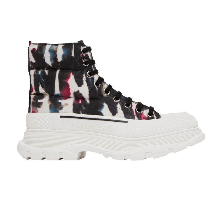 Alexander McQueen Tread Slick Quilted Boot Watercolour Graffiti - White Multi