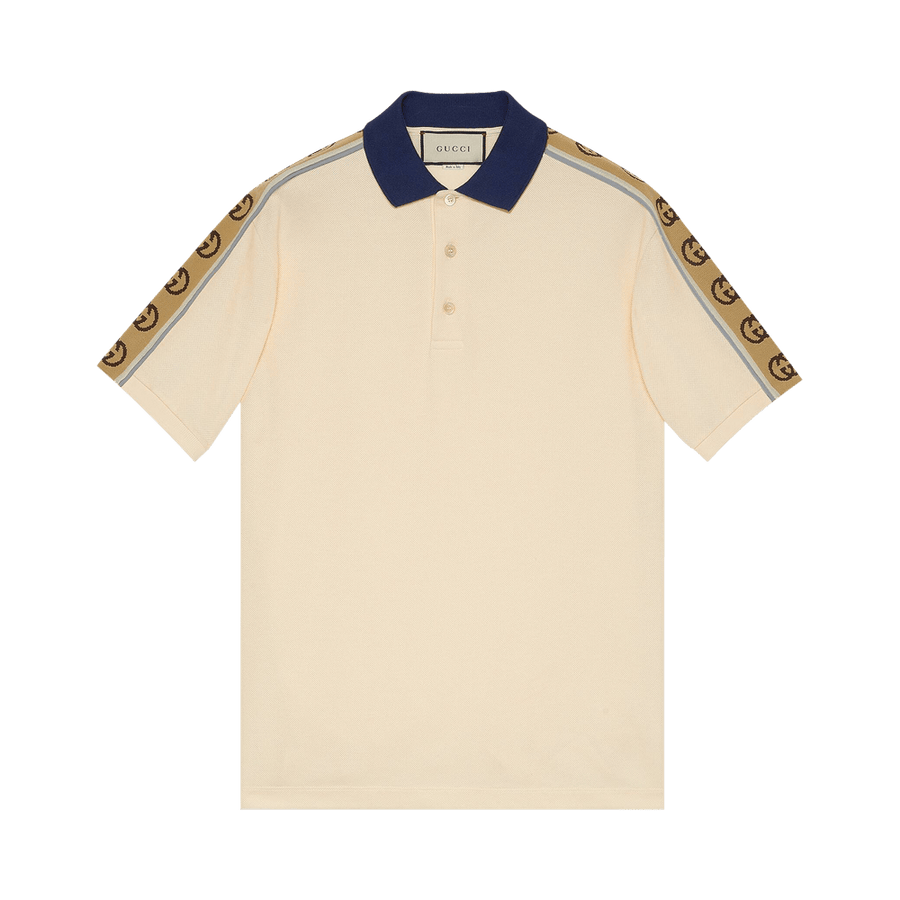 Gucci Polo With Interlocking G Stripe Off White