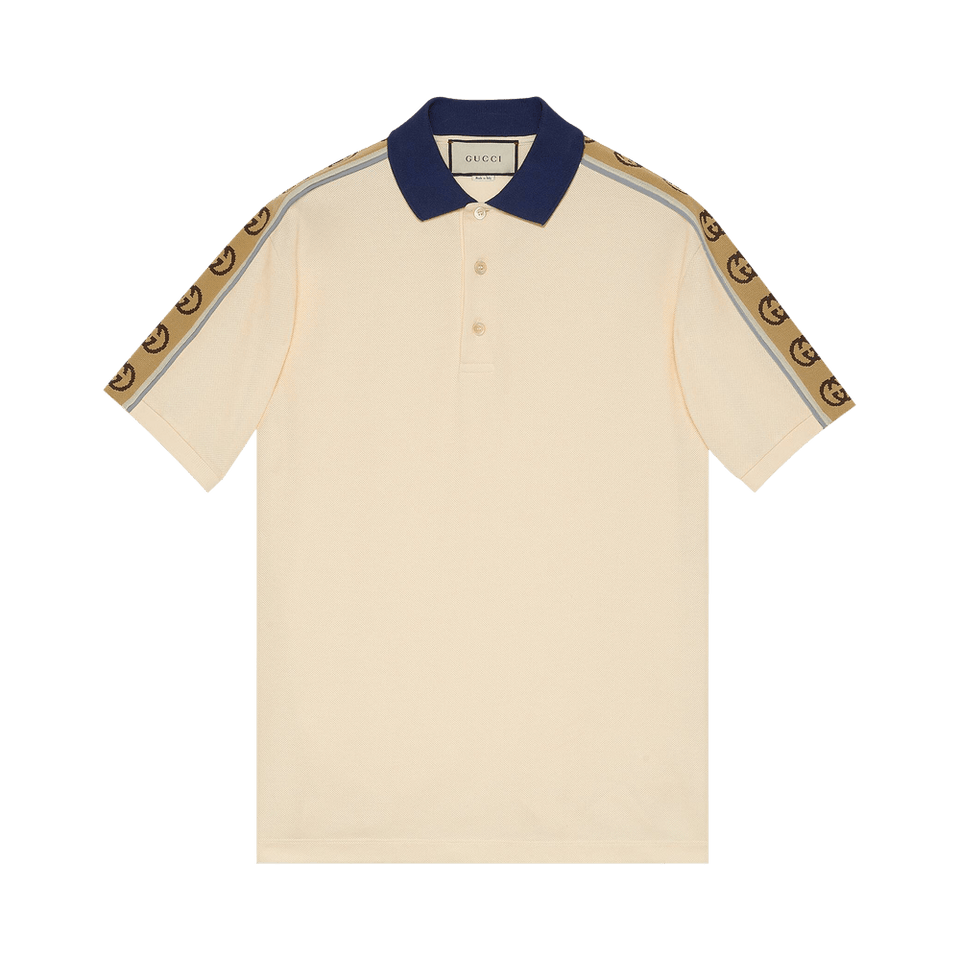 Gucci Polo With Interlocking G Stripe Off White