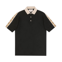 Gucci Piquet Polo With Interlocking G Stripe Black/Multicolor