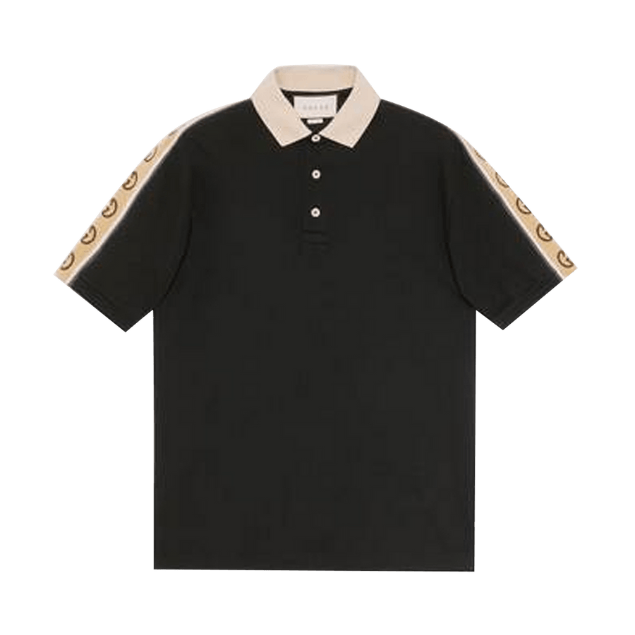 Gucci Piquet Polo With Interlocking G Stripe Black/Multicolor