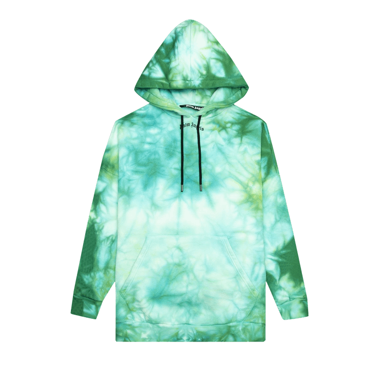Palm Angels Tie Dye Logo Over Hoodie Forrest Green/Yellow