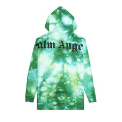 Palm Angels Tie Dye Logo Over Hoodie Forrest Green/Yellow