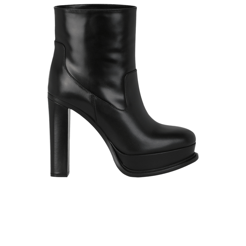 Alexander McQueen Wmns Leather Ankle Boot 'Black'