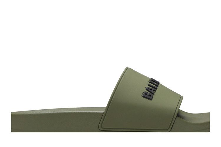 Balenciaga Pool Slides Khaki Black 3D Logo