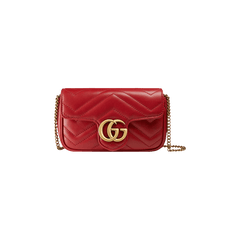 Gucci GG Marmont Matelass� Leather Super Mini Bag Hibiscus Red