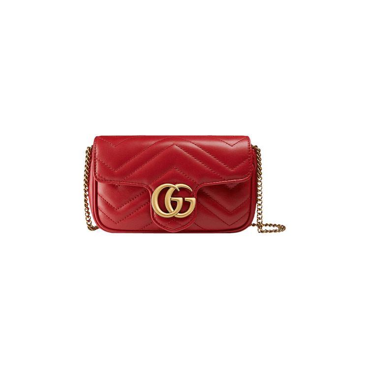 Gucci GG Marmont Matelass� Leather Super Mini Bag Hibiscus Red