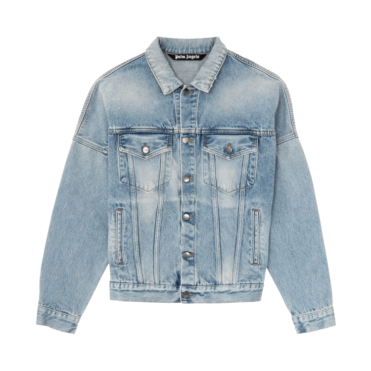 Palm Angels Logo Over Denim Jacket Blue/White