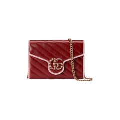 Gucci GG Marmont Mini Chain Bag Dark Red/Pastel Pink