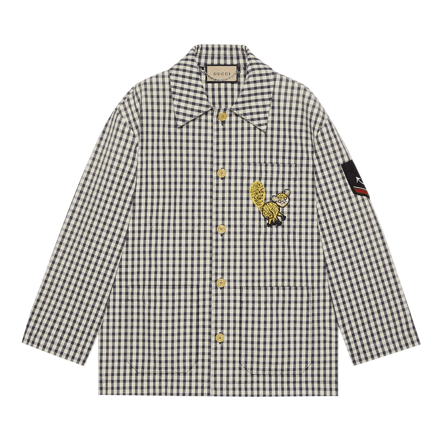 Gucci Freya Hartas Patch Gingham Jacket White/Blue
