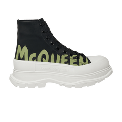 Alexander McQueen Tread Slick Boot Graffiti Logo - Black Khaki