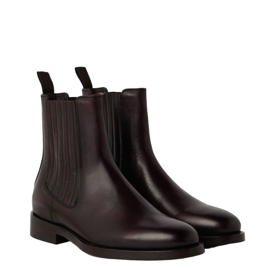Calfskin Chelsea Boots in Dark Mahogany