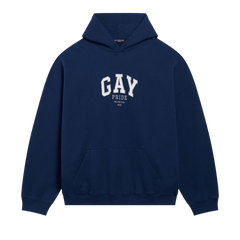 Balenciaga Pride Boxy Hoodie Navy/White/Grey