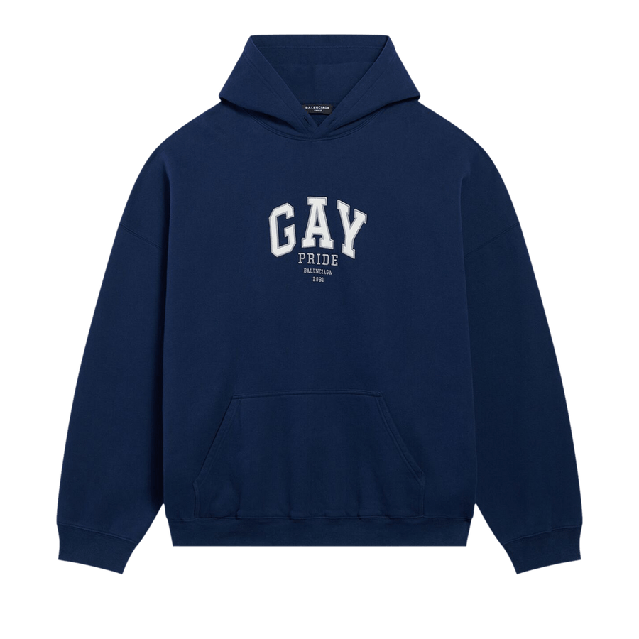 Balenciaga Pride Boxy Hoodie Navy/White/Grey