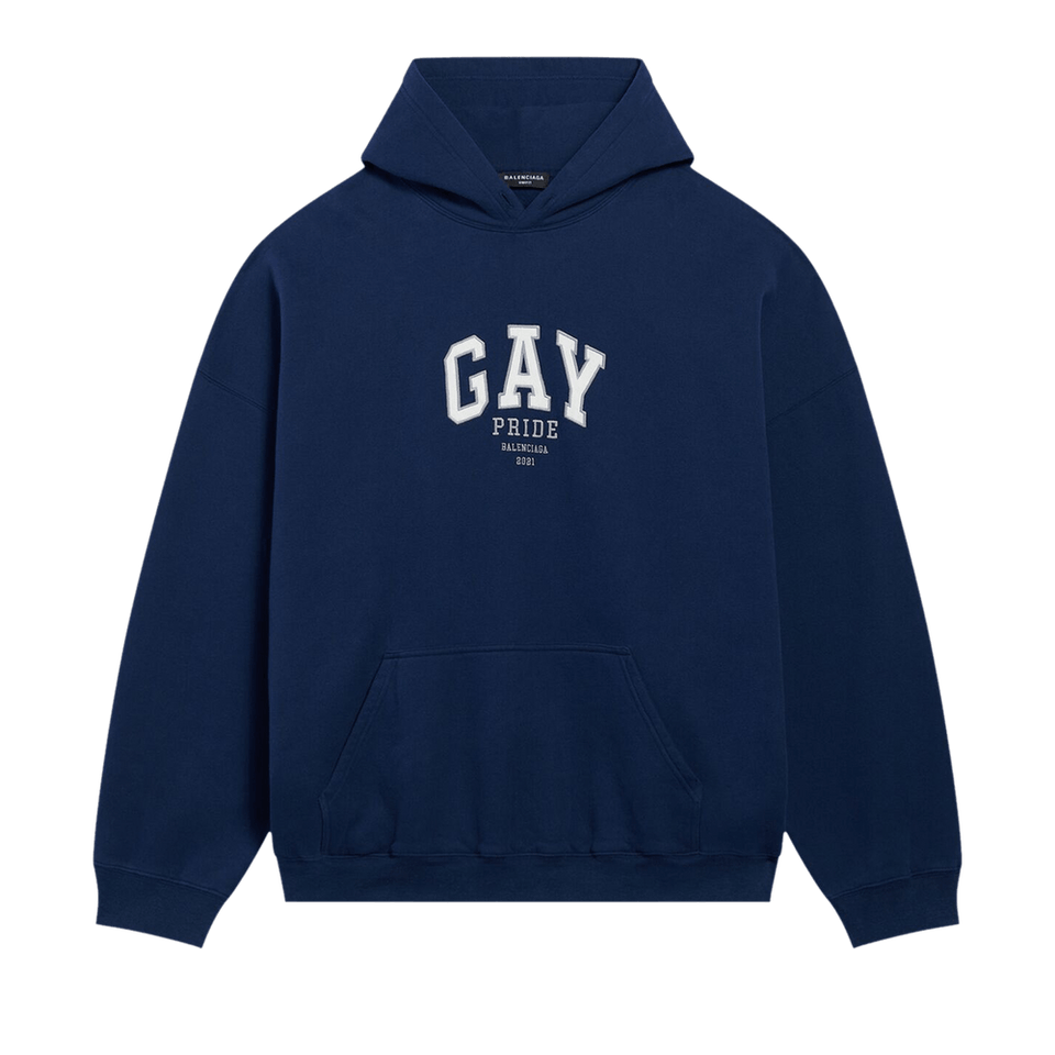 Balenciaga Pride Boxy Hoodie Navy/White/Grey