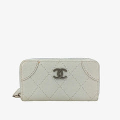 RA024 - CHANEL Vintage White Caviar Leather Zipped Coin Purse