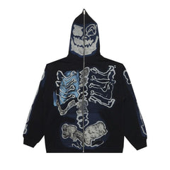Travis Scott Cactus Jack For Fragment Skeleton Graffiti Full Zip Hoodie