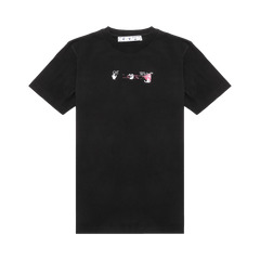 Off-White Acrylic Arrow Shorts-Sleeve Slim T-Shirt Black/Fuchsia