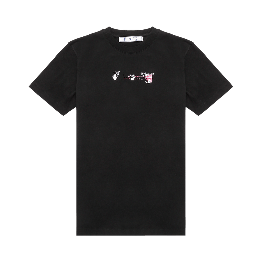 Off-White Acrylic Arrow Shorts-Sleeve Slim T-Shirt Black/Fuchsia