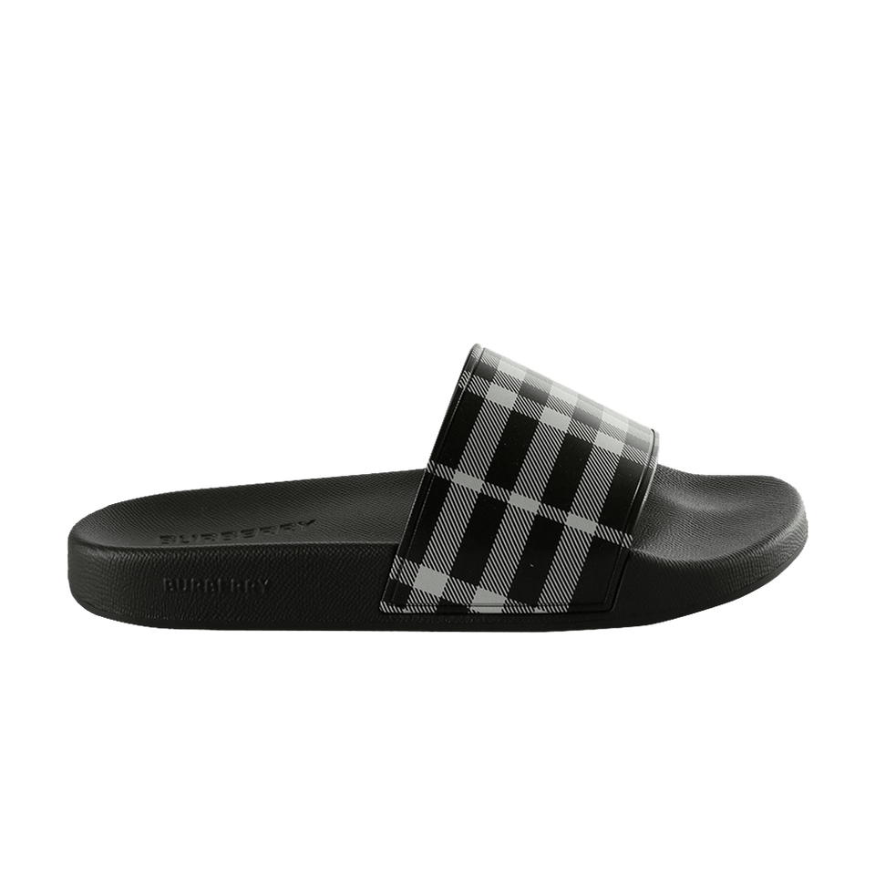 Burberry Check Slides Black Calico