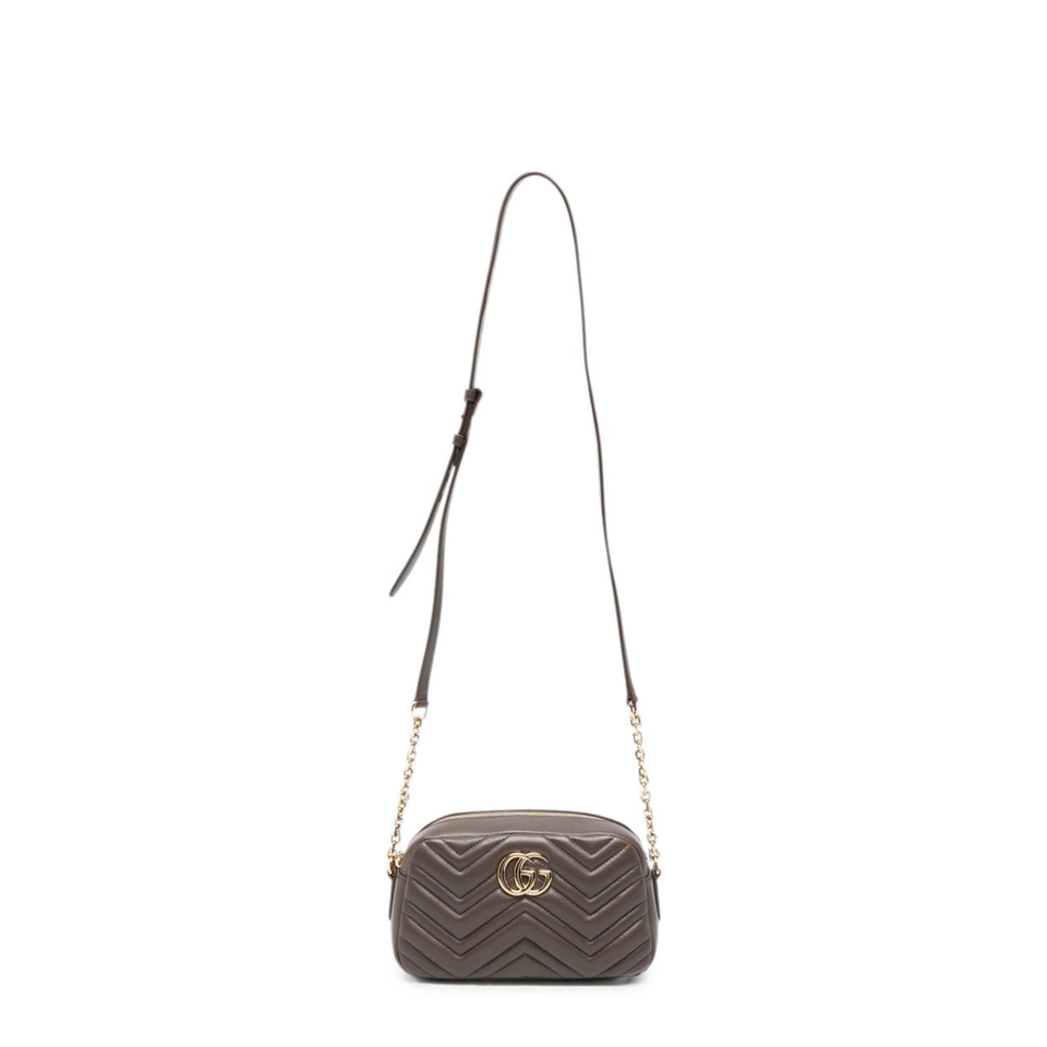 GG Marmont Small Matelassé Chevron Nappa Leather Crossbody Bag - Dark Taupe